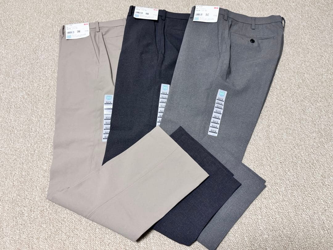 【3点セット】UNIQLO 感動パンツ(ウールライク) 76×76