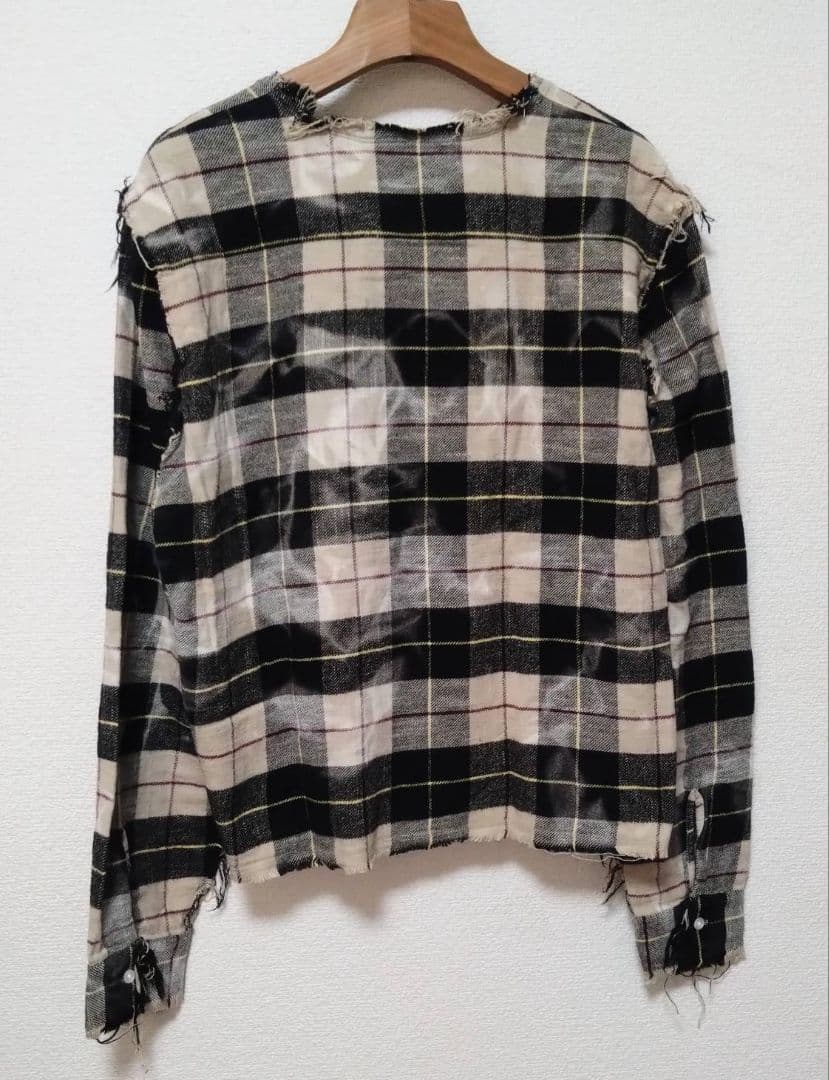 美品 R13 Crewneck shredded shirt 加工チェックシャツ