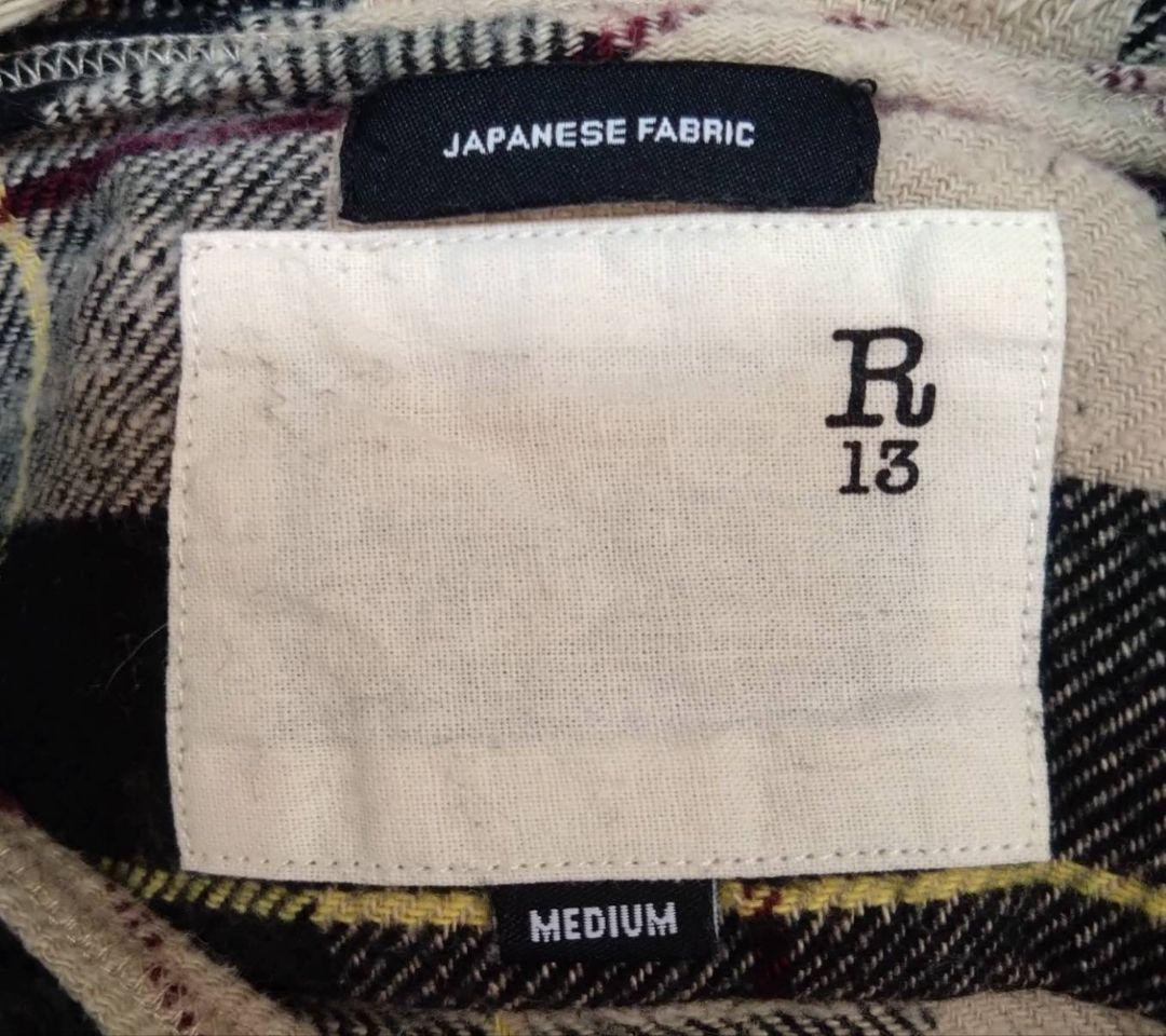 美品 R13 Crewneck shredded shirt 加工チェックシャツ