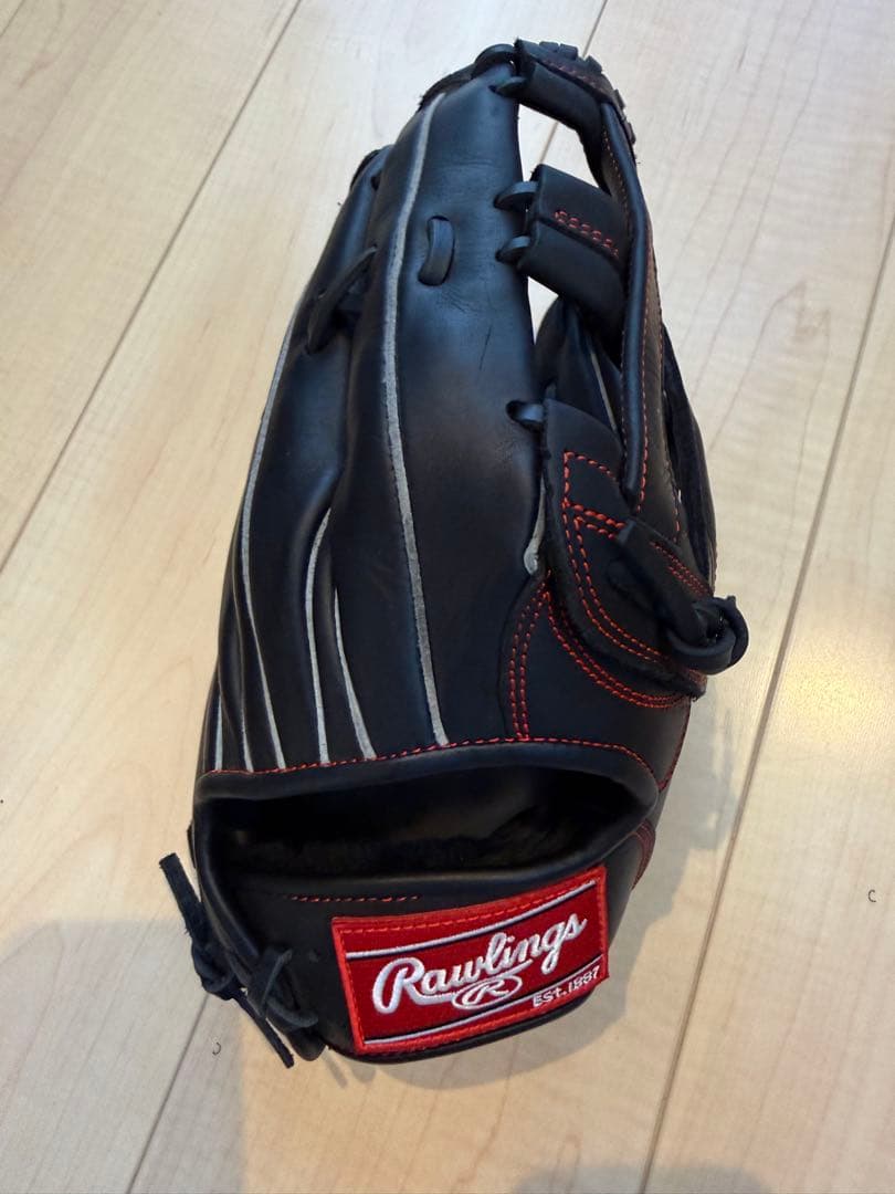 Rawlings グローブ⭐️美品⭐️ローリングス　軟式　黒 赤　野球　外野手用