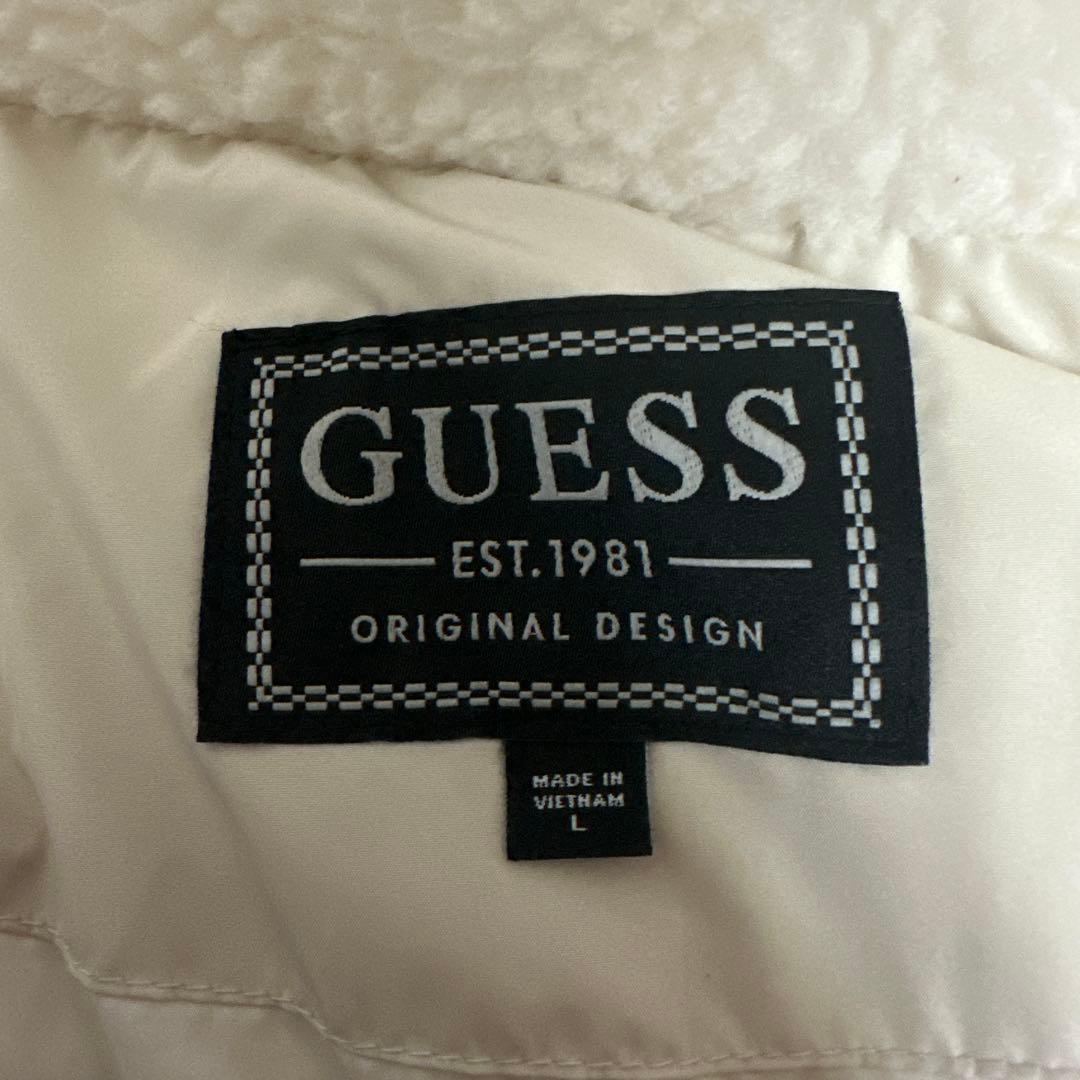 《GUESS》 ゲス (L) 美品 トライアングルロゴダウンベスト ユニセックス