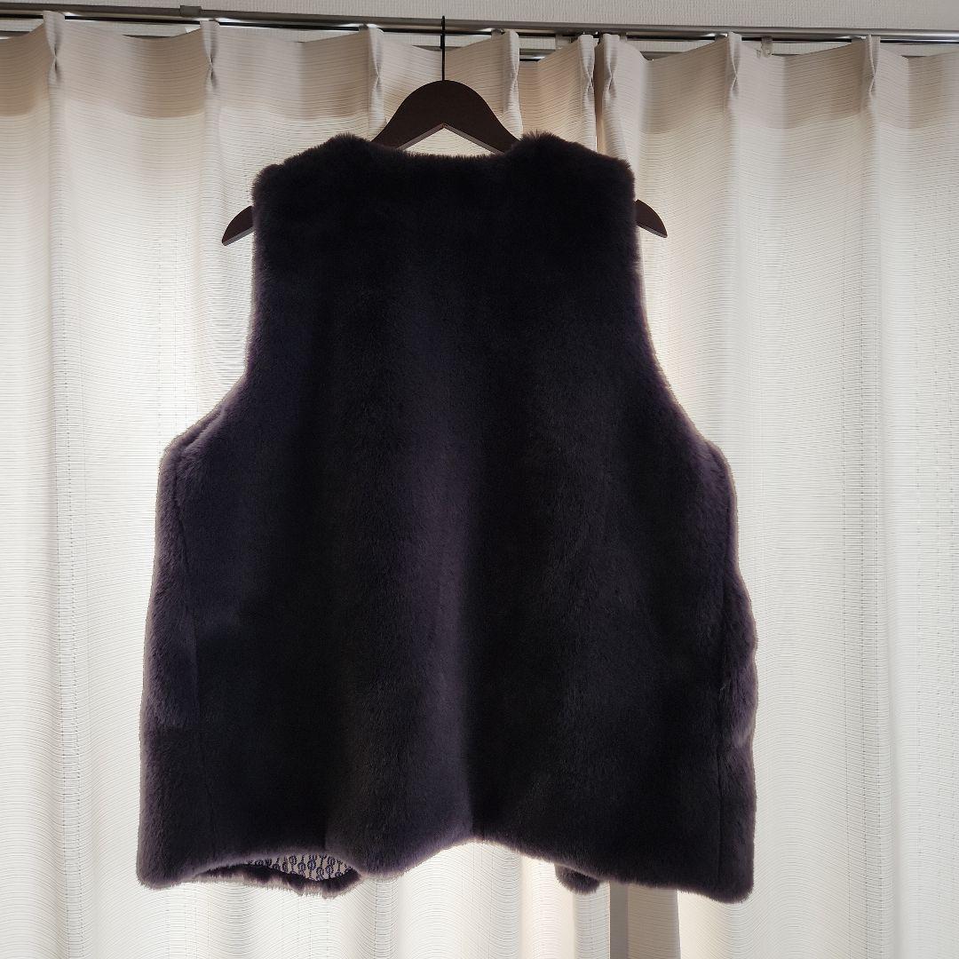 AnneCoquine ラクーン調エコファーノーカラージレ 新品タグ付き