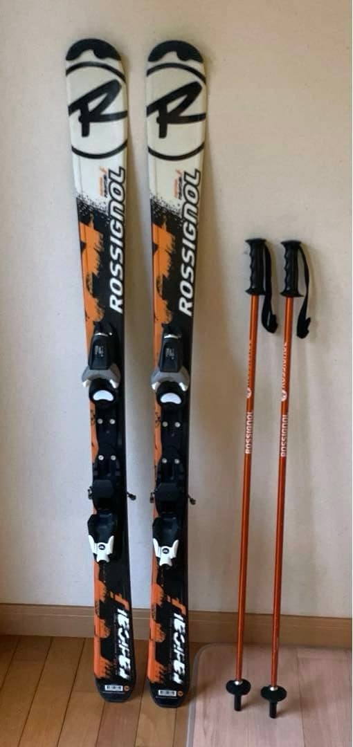 ROSSIGNOL スキー板(ビンディング付き)＆ストック　130㎝