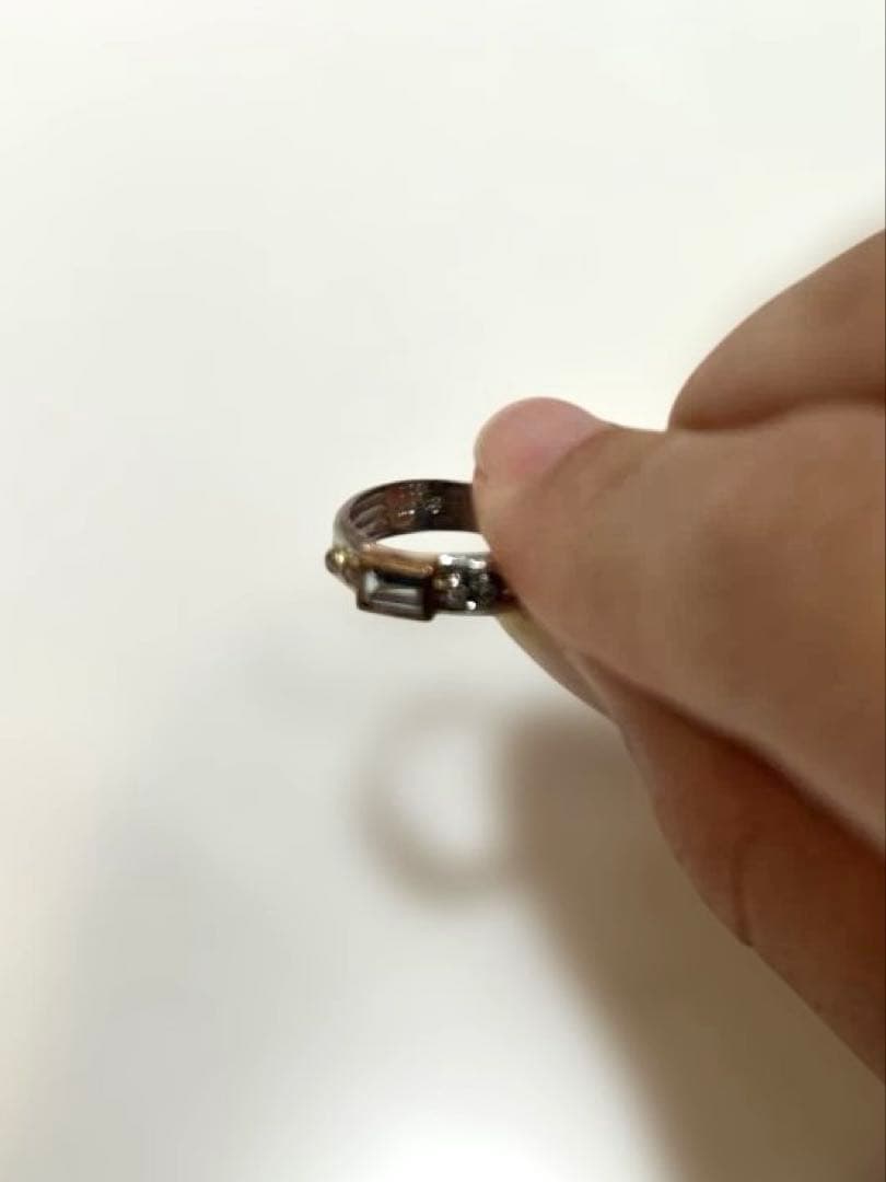 【訳あり】プラチナリング　石付き　Pt900 K18 コンビ　ヴィンテージ
