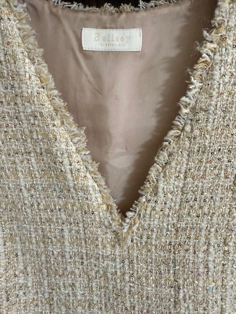 【美品】Ballsey カラースパングルツイード ペプラムプルオーバー
