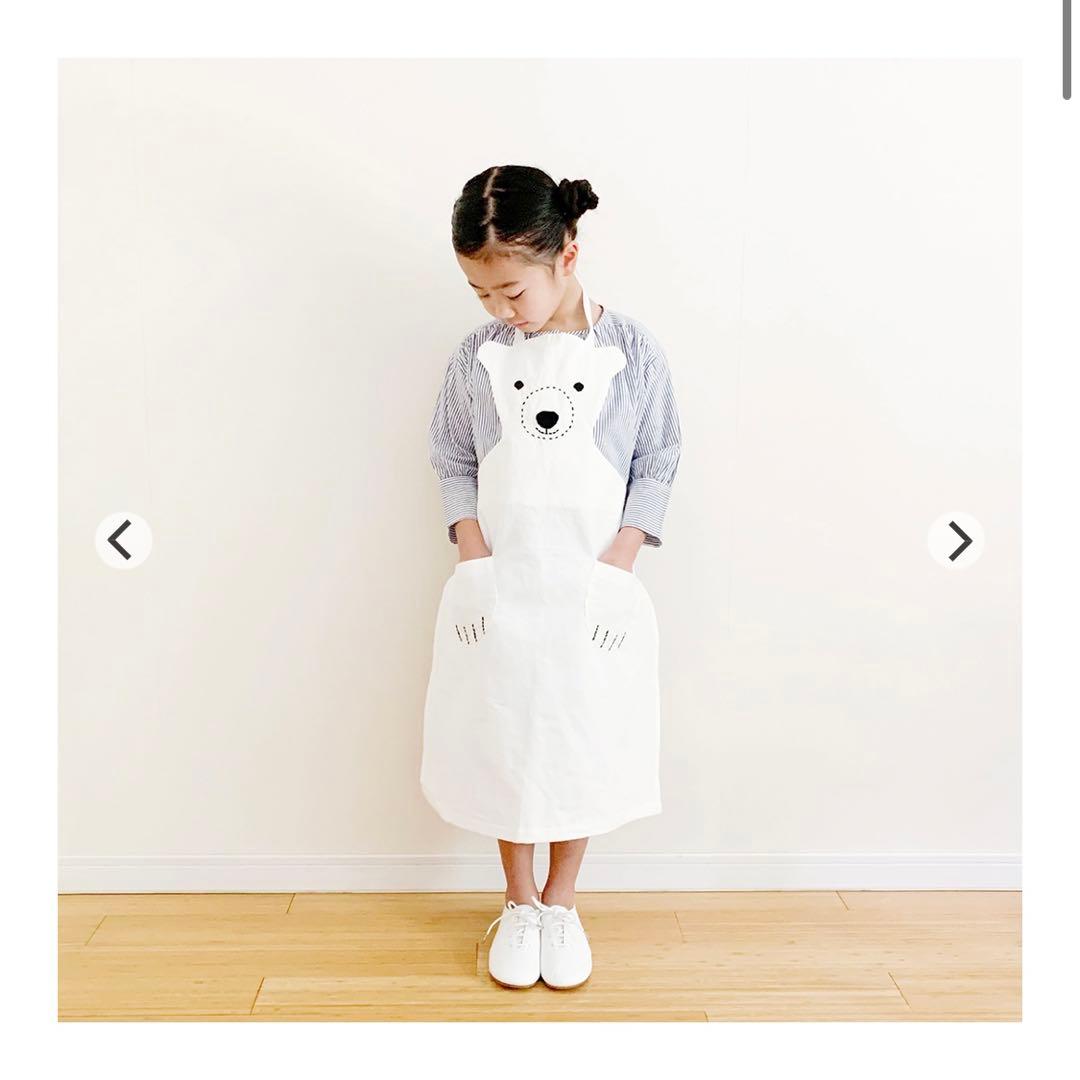 CHECK&STRIPE 白くまエプロンのキット 大人用&キッズのセット