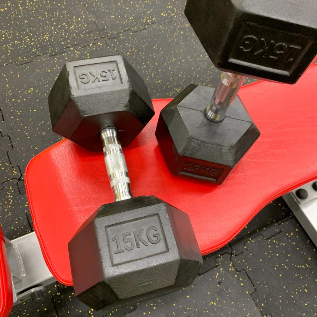 ラバー ヘックス ダンベル 15kg × 2個 セット