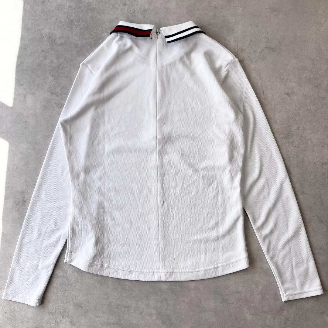 美品　トミーヒルフィガー ゴルフ　バックファスナー LSシャツ 　白　1015