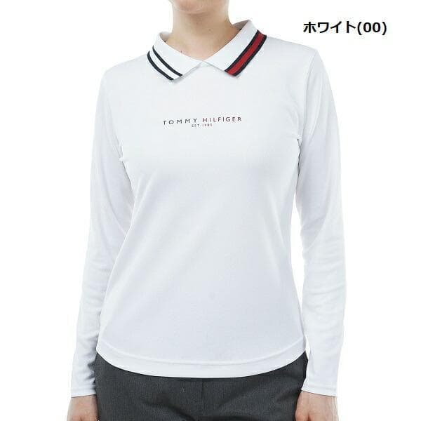美品　トミーヒルフィガー ゴルフ　バックファスナー LSシャツ 　白　1015