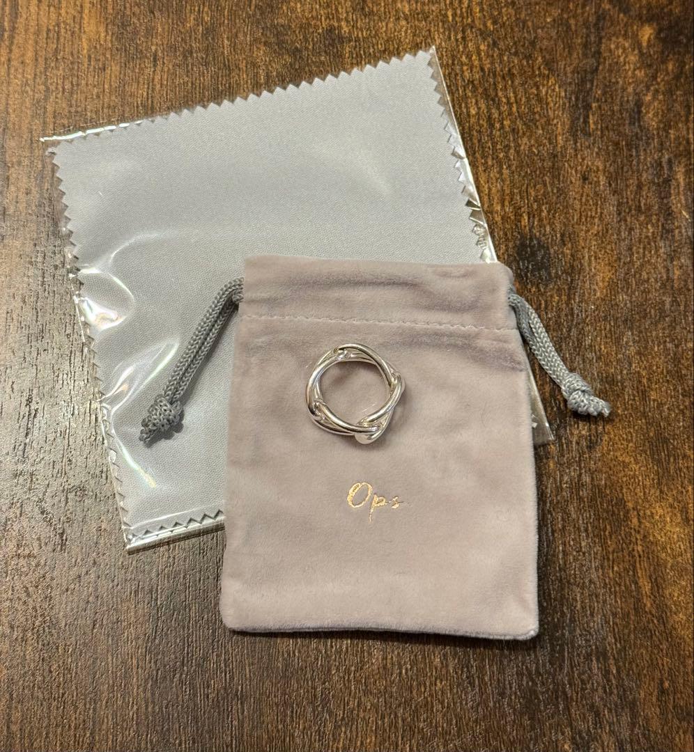【美品】　Ops. シルバーチェーンリング　9-10号　保存袋　シルバークロス付