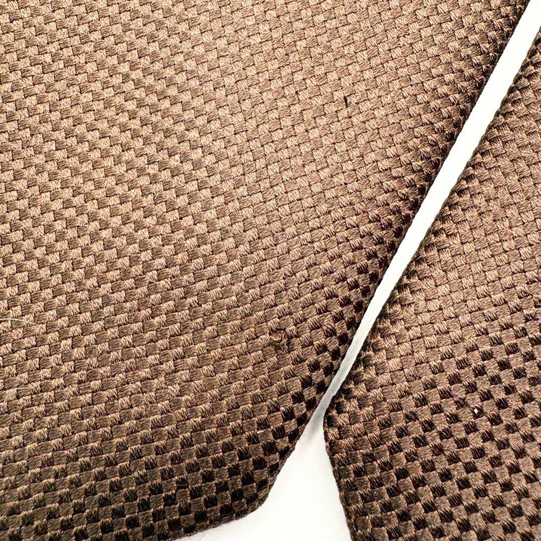 HERMES エルメス ネクタイ ブラウン系 織柄 シルク 肉厚