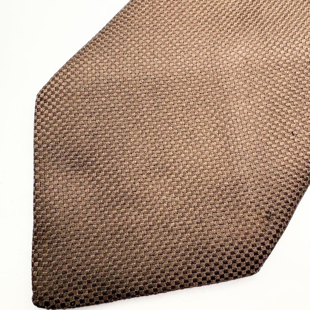 HERMES エルメス ネクタイ ブラウン系 織柄 シルク 肉厚