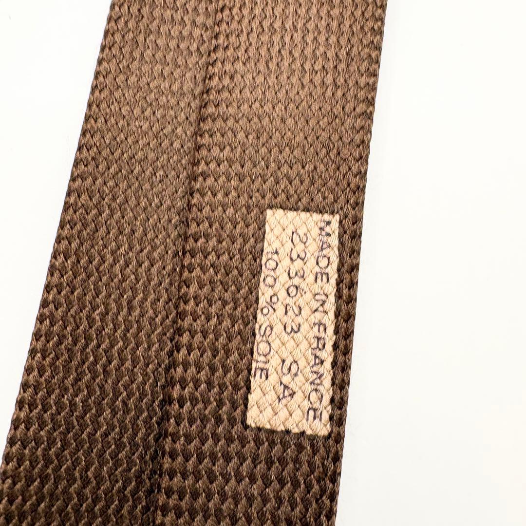 HERMES エルメス ネクタイ ブラウン系 織柄 シルク 肉厚