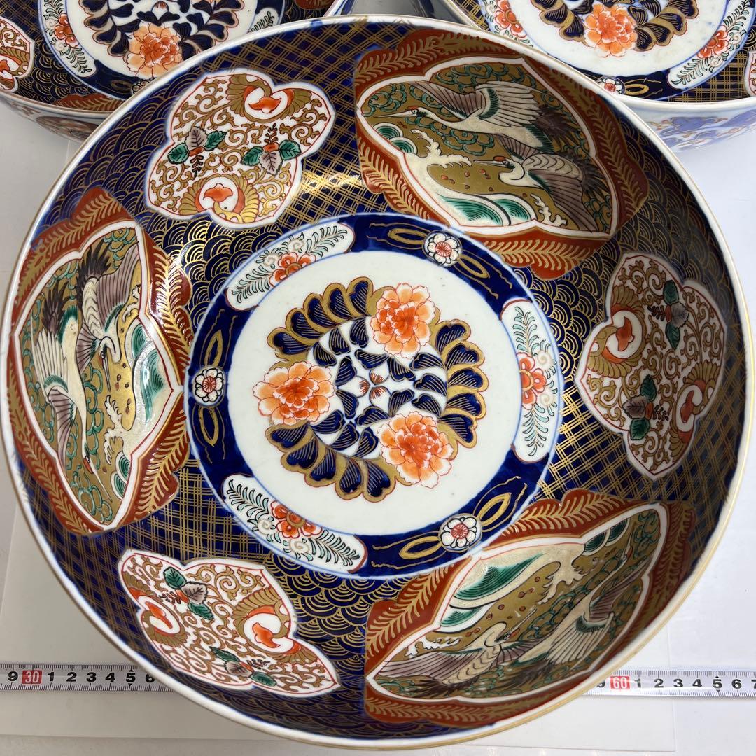 古伊万里　三ツ大鉢　木箱付　直径31/28/25㎝　東Y7-1217④