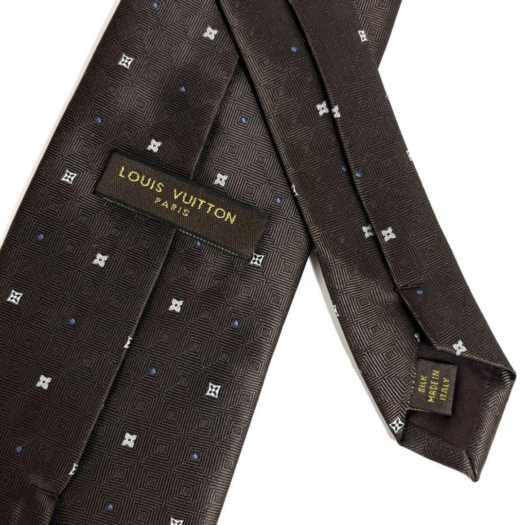 【極美品】LV ヴィトン シルク ネクタイ 小紋柄 元箱付き イタリア製
