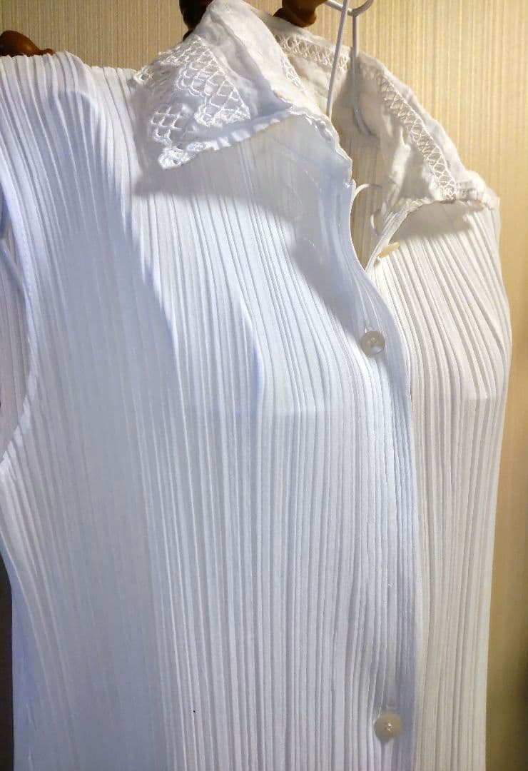 PLEATS PLEASE ヴィンテージ ロングワンピース 白 レース