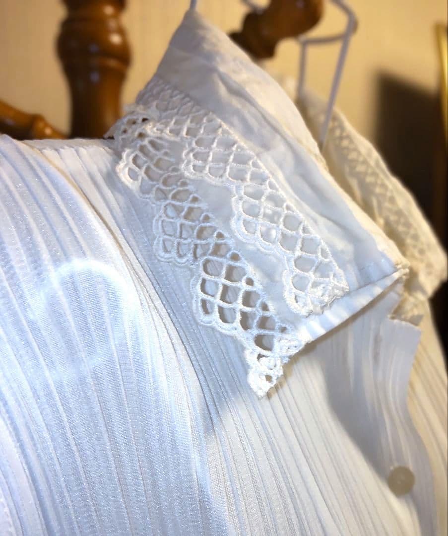 PLEATS PLEASE ヴィンテージ ロングワンピース 白 レース