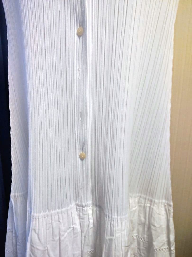 PLEATS PLEASE ヴィンテージ ロングワンピース 白 レース