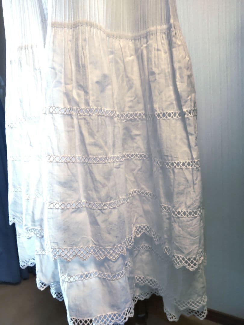 PLEATS PLEASE ヴィンテージ ロングワンピース 白 レース