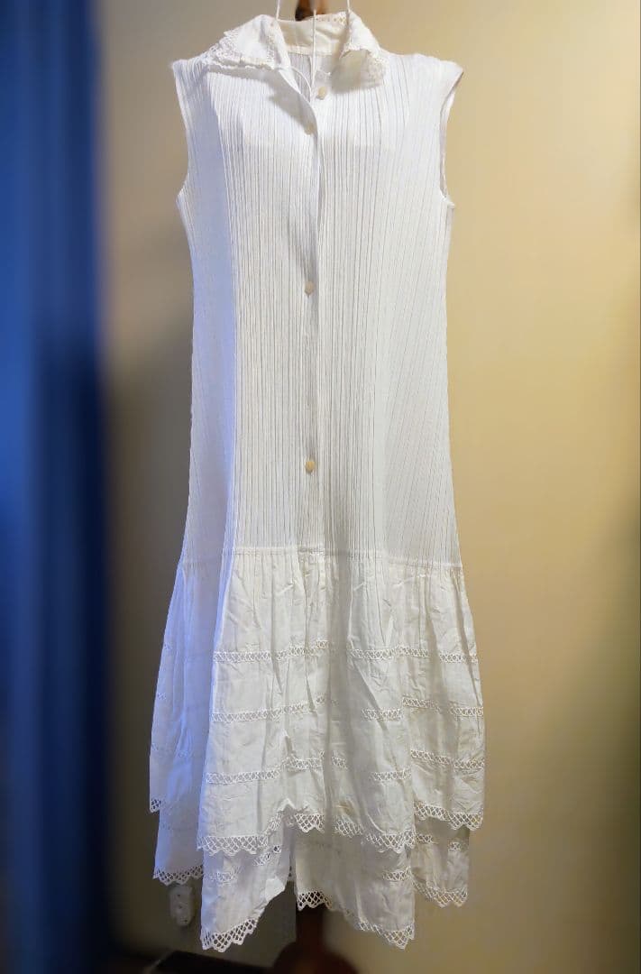 PLEATS PLEASE ヴィンテージ ロングワンピース 白 レース