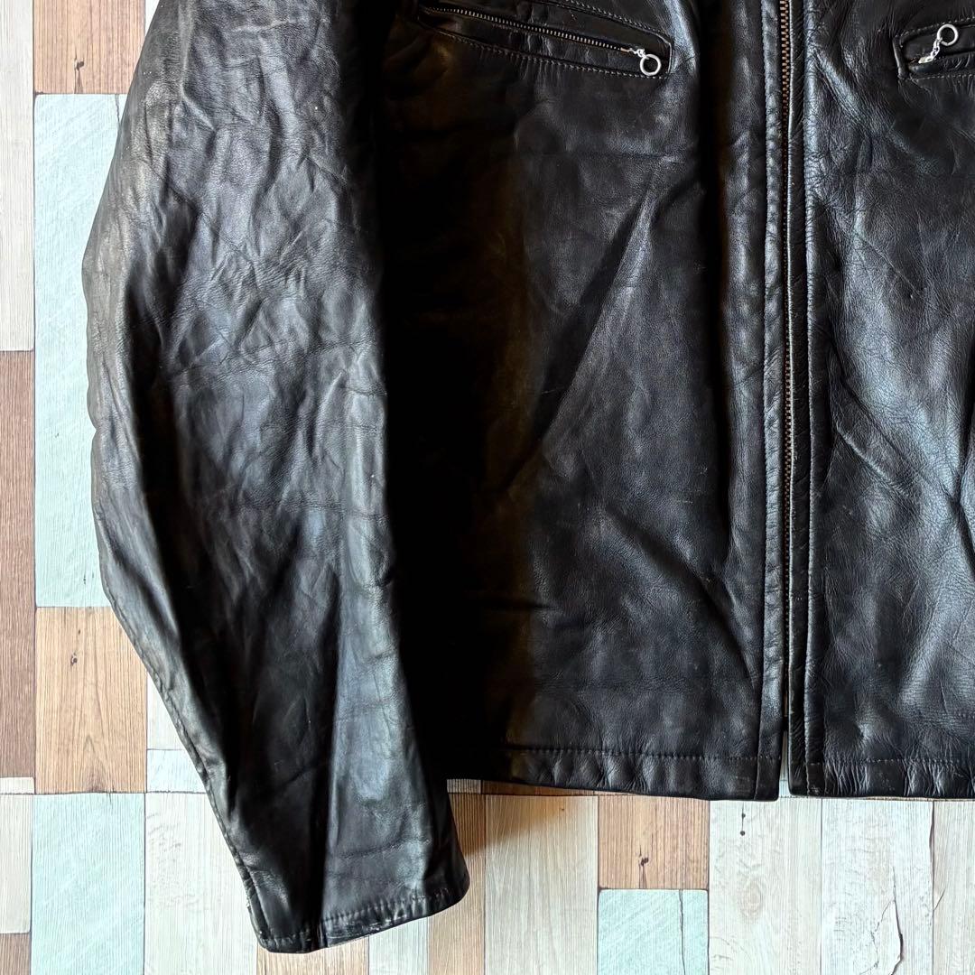 60s ヴィンテージ ステアハイドレザー シングルライダースジャケット 革ジャン