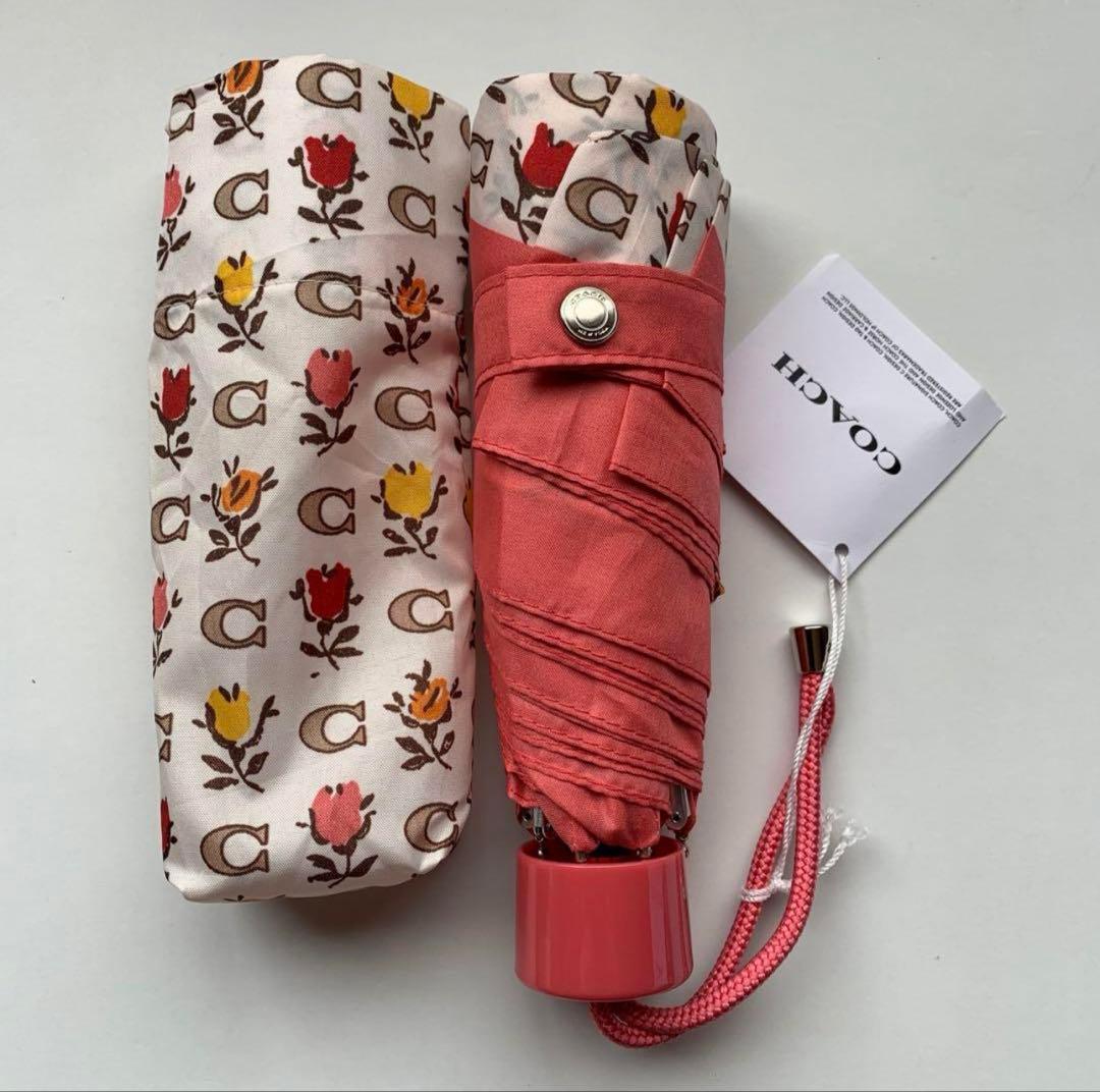 COACH 折りたたみ傘 花柄 ピンク 新品未使用品