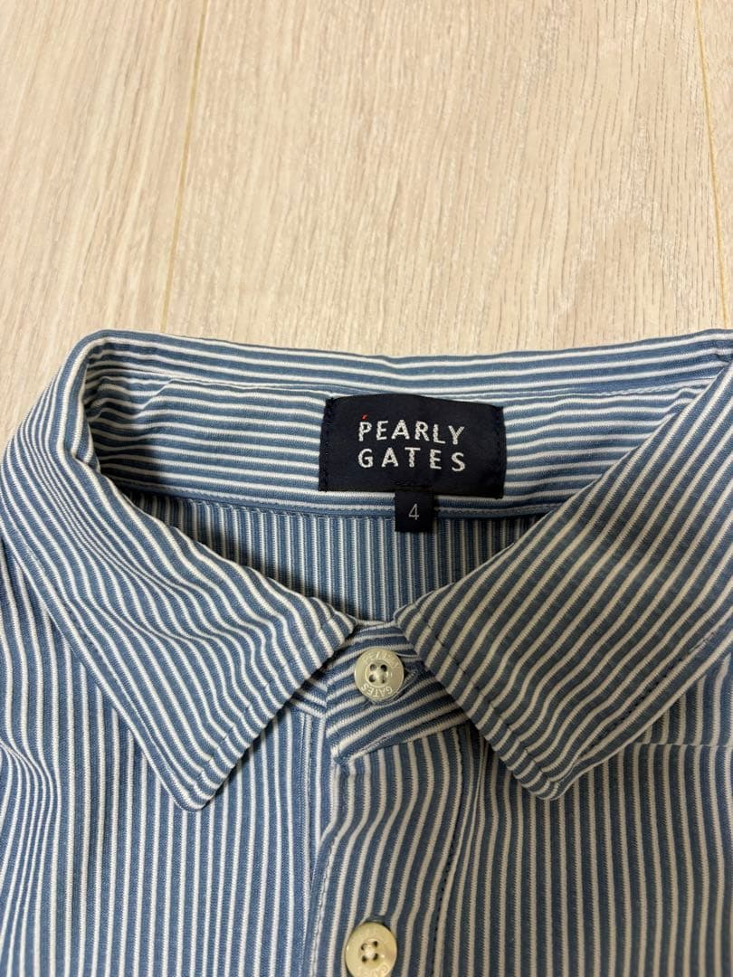 PEARLY GATES サッカーストライプ2WAYストレッチ半袖ポロシャツ