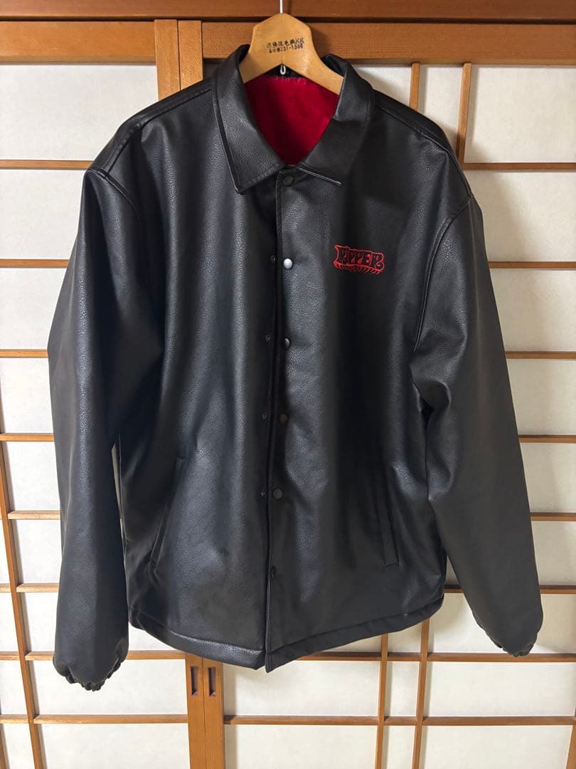 Y*y様 RIPPER FAKE LEATHER COACH JACKET