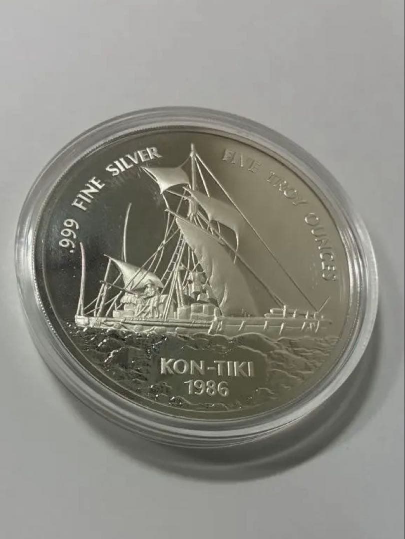 1986 KON-TIKI SAMOA 25ドル 5oz 純銀記念銀貨