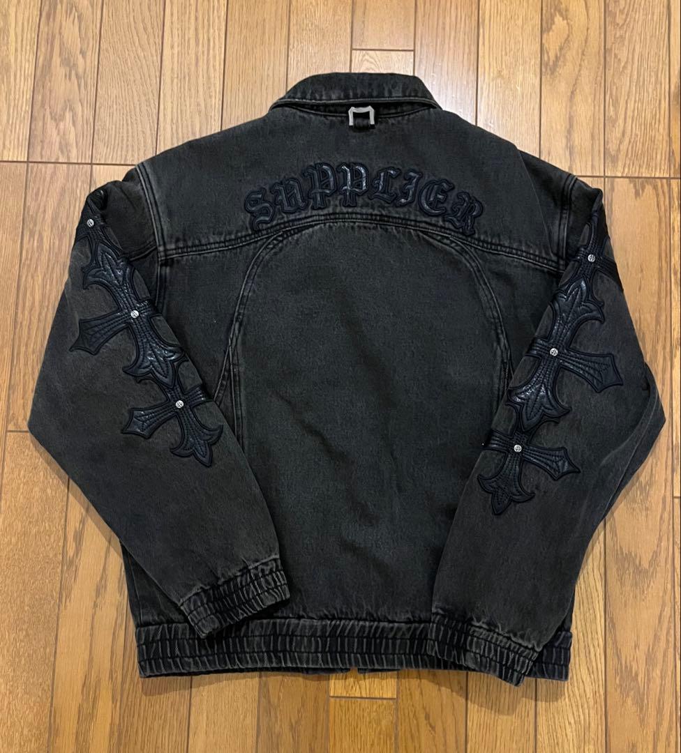 デニムジャケットCross Leather Patch Denim Jacket