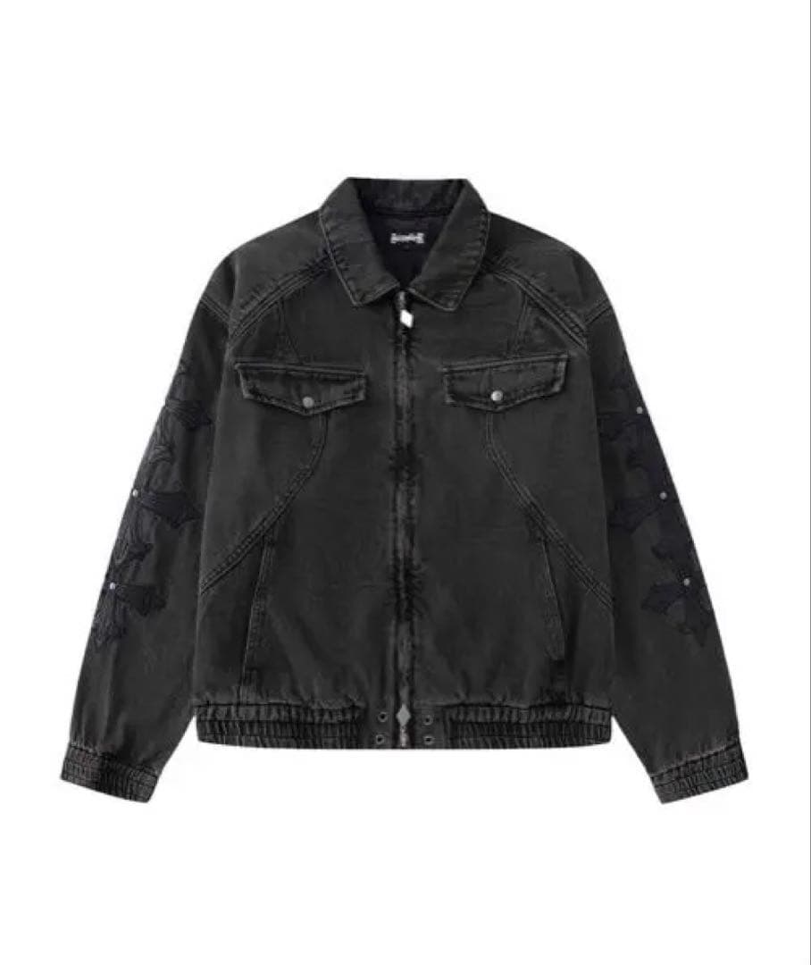 デニムジャケットCross Leather Patch Denim Jacket