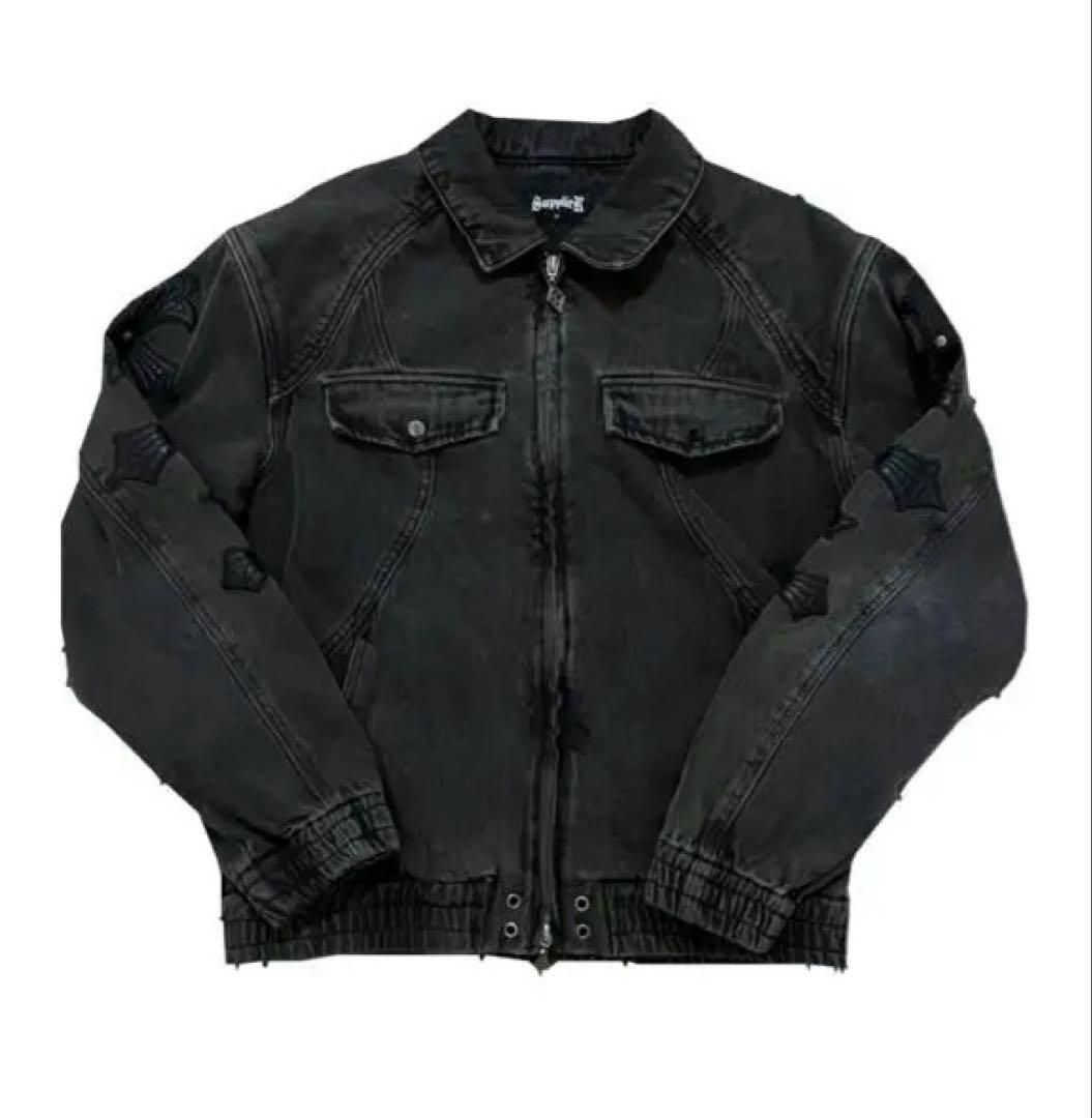 デニムジャケットCross Leather Patch Denim Jacket