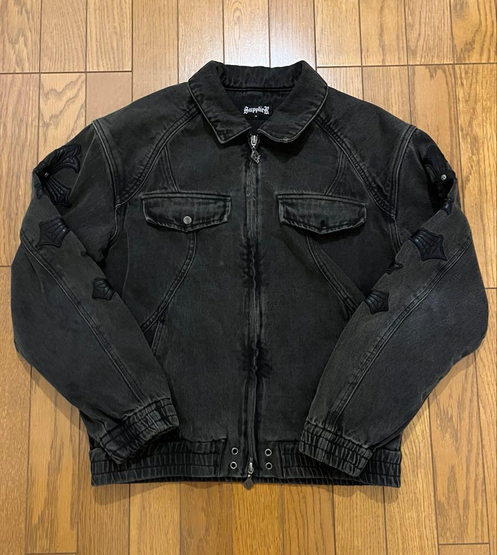 デニムジャケットCross Leather Patch Denim Jacket