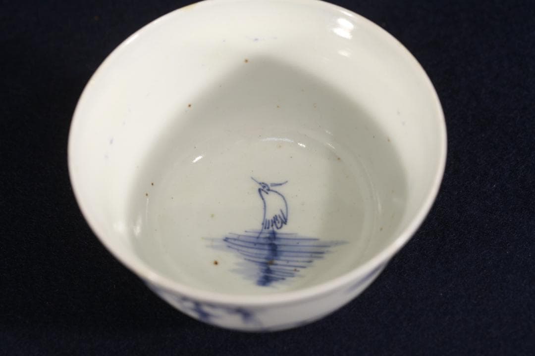 299　古伊万里染付行商人人物驢馬騎乗図蓋椀　江戸中期