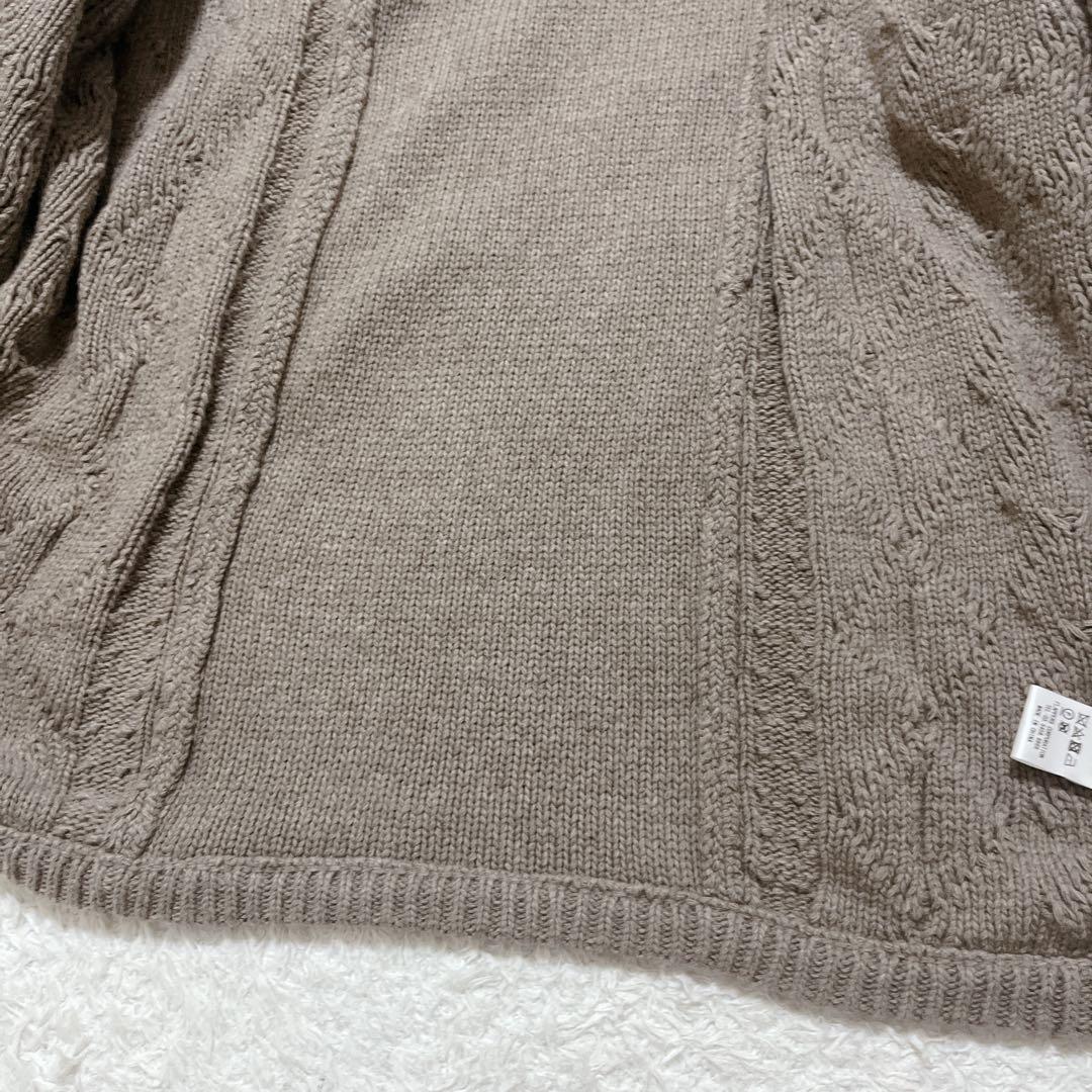 美品✨ティッカ　ハンドケーブルニットポンチョカーディガン　ベージュ