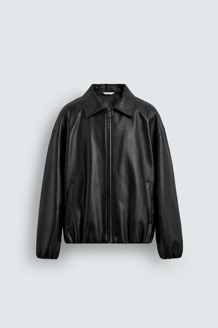 ブラックレザージャケット ボンバースタイル