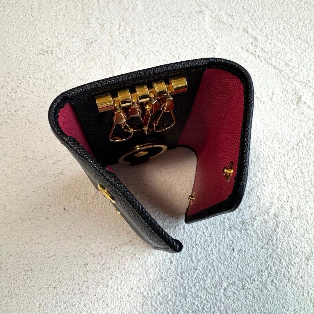 PRADA プラダ サフィアーノレザー キーケース マルチカラー ピンク