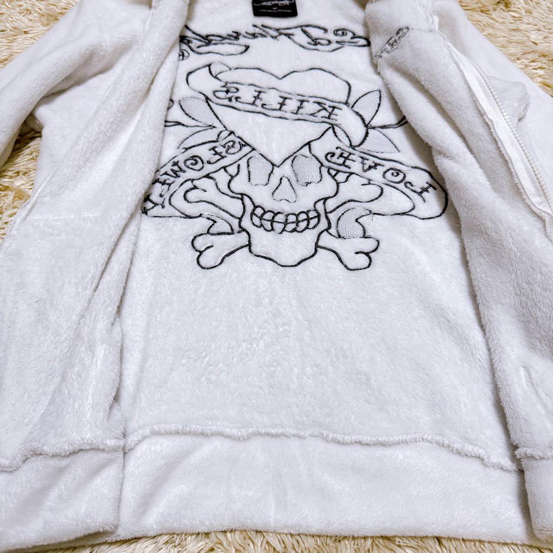【1回のみ使用】Ed Hardy エドハーディー　ボアパーカー　フルジップ　M