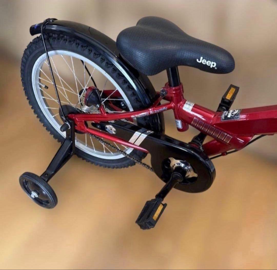 【極美品】Jeep 子供用自転車 16インチ 赤 前カゴ&補助輪付き