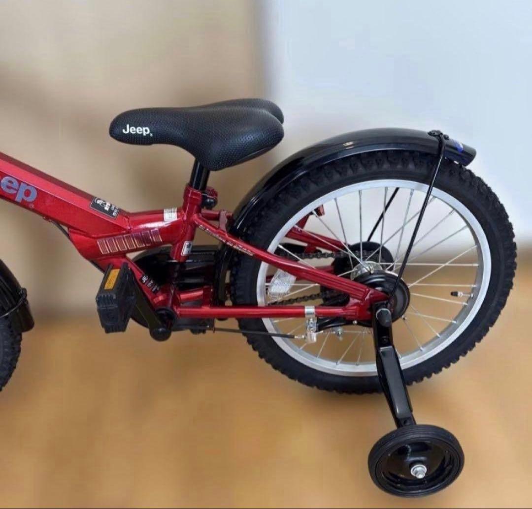【極美品】Jeep 子供用自転車 16インチ 赤 前カゴ&補助輪付き