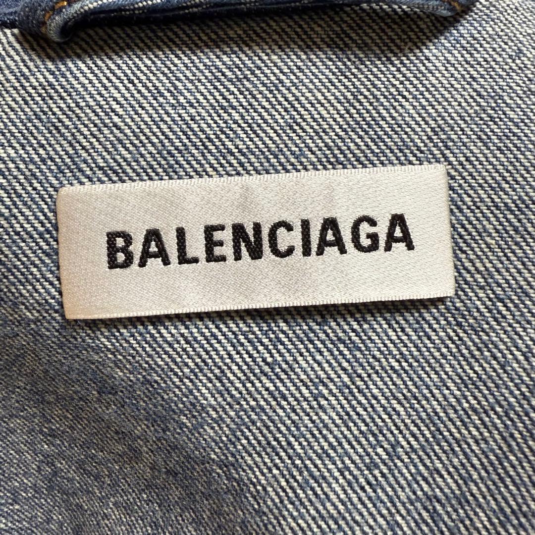 BALENCIAGA バックロゴデニムジャケット ダークブルー