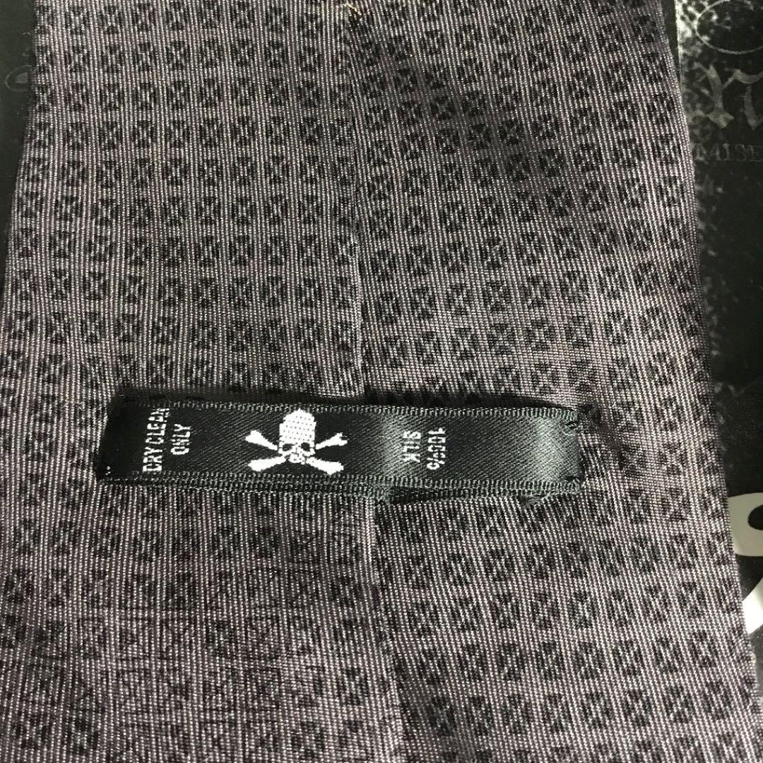 ロエン ROEN シルク 100％ グレー ブラック ネクタイ