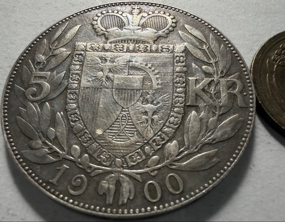 マ*ー様 1900年リヒテンシュタイン 5クローネ 銀貨　レア　ハイグレード