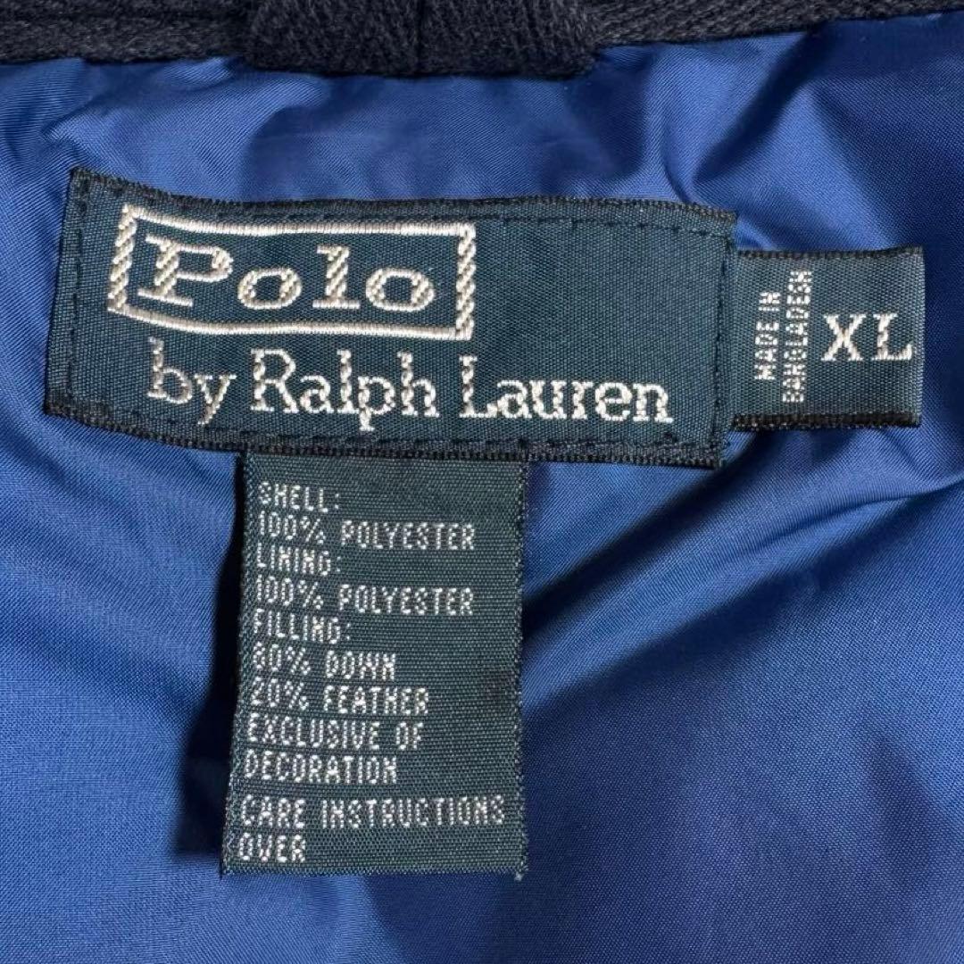 90's XL ダウンベスト ポロバイラルフローレン ネイビー ロゴ刺繍