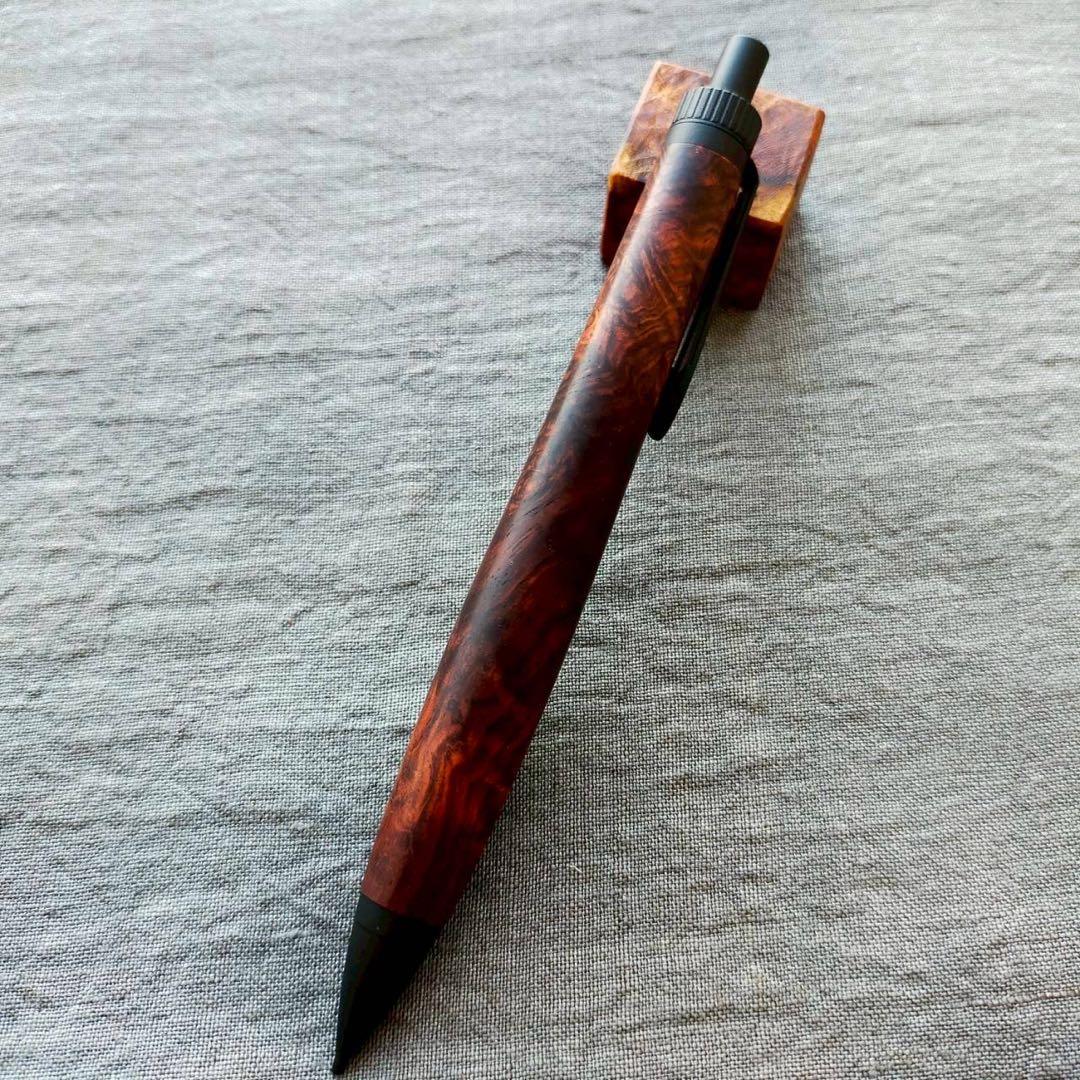 特上　ローズウッド瘤　ハンドメイド　木軸シャープペン　0.5mm　ブラック