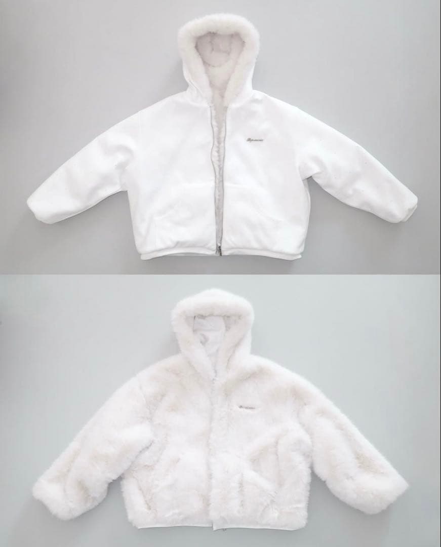 トップス andwang Kirakira 2way fur zip up white