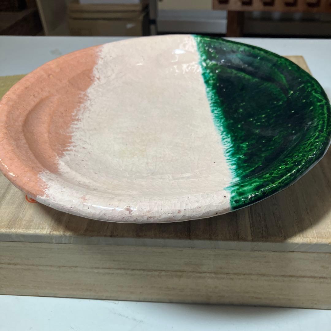 楽焼　檜垣青子作　三色皿　菓子皿　桂窯