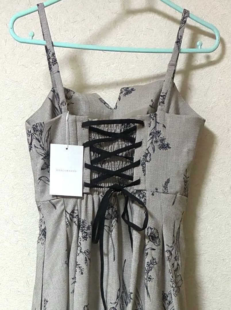 マーキュリーデュオ　リネンライクバックレースアップキャミワンピース