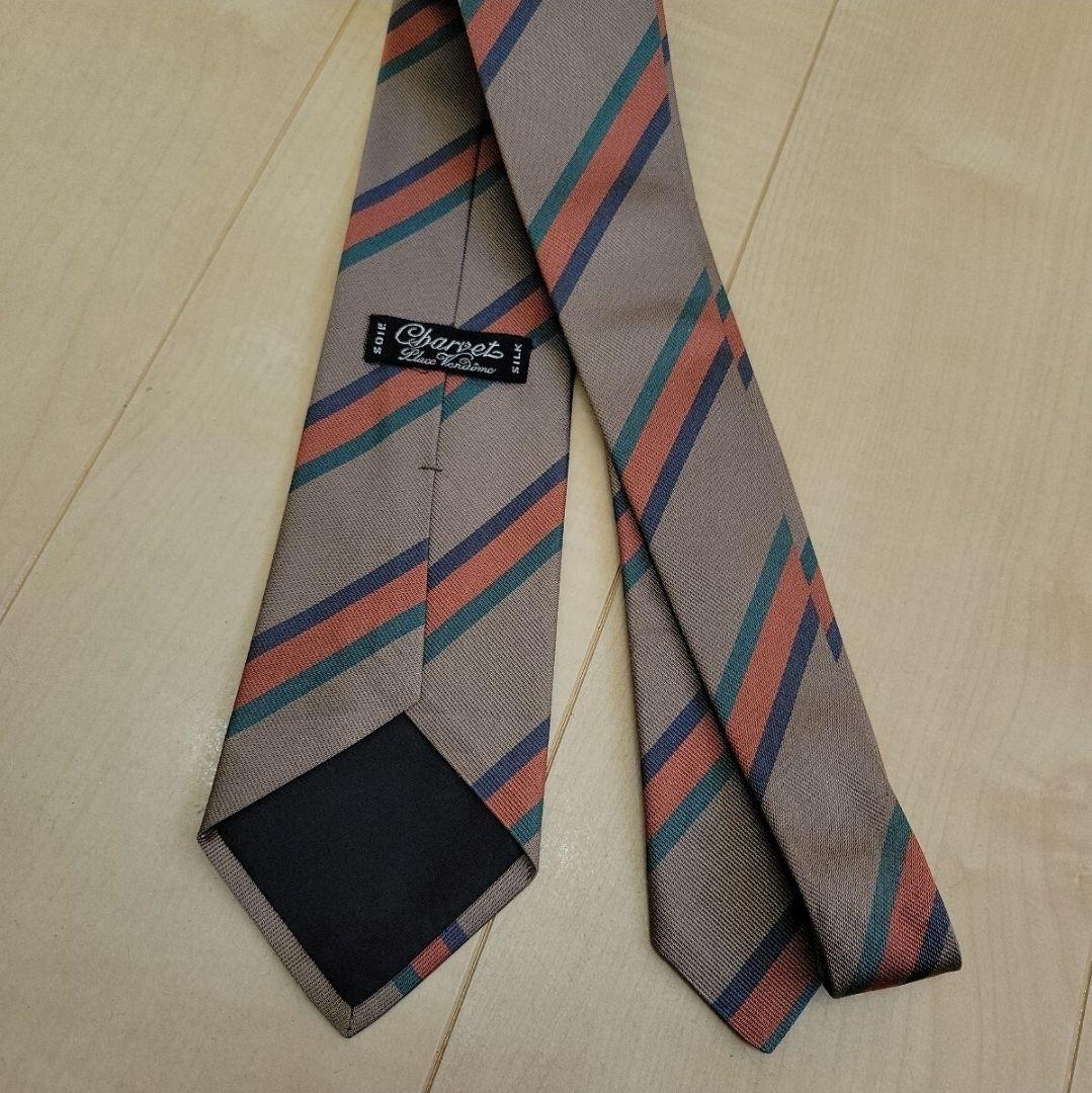 Charvet★シャルベ ブラウン レジメンタル ストライプ ネクタイ