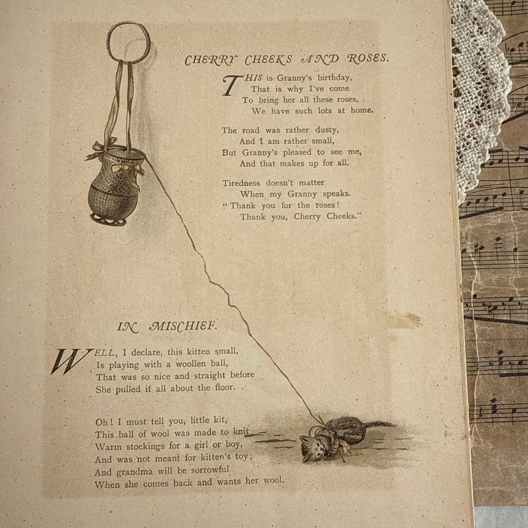 1894年アンティーク美しい絵本ヴィクトリアン洋書ジャンクジャーナル古書　児童書